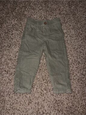 Kids Olive Green Pull-On Corduroy Pants